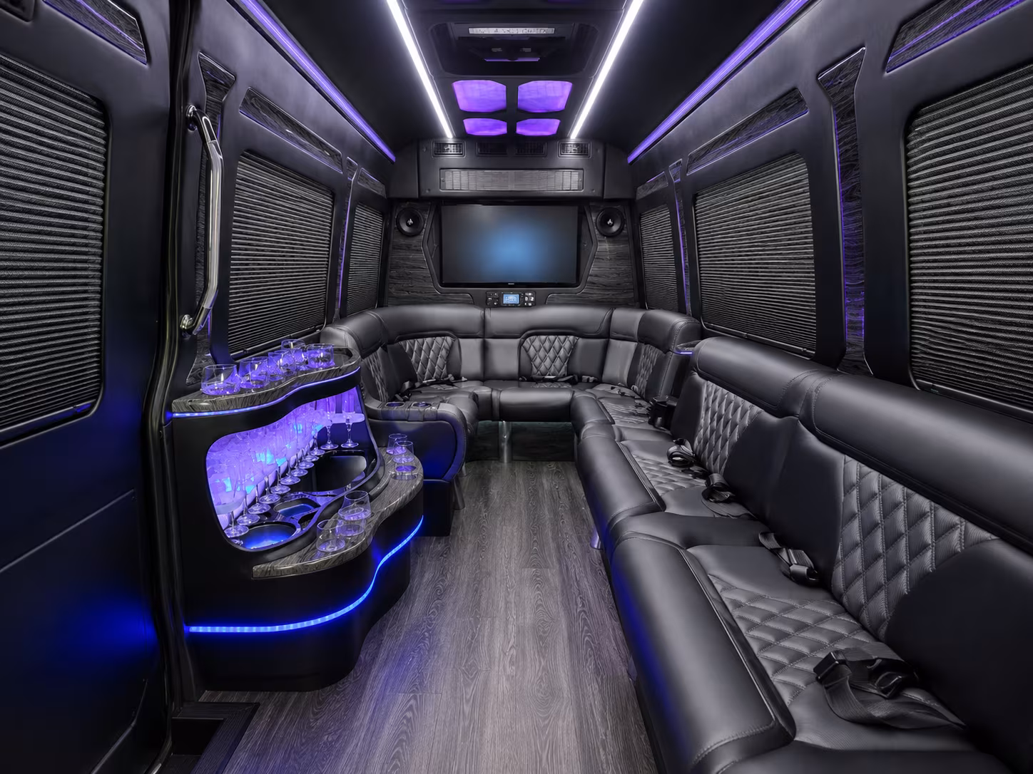 west hartford 15 passenger party bus inside