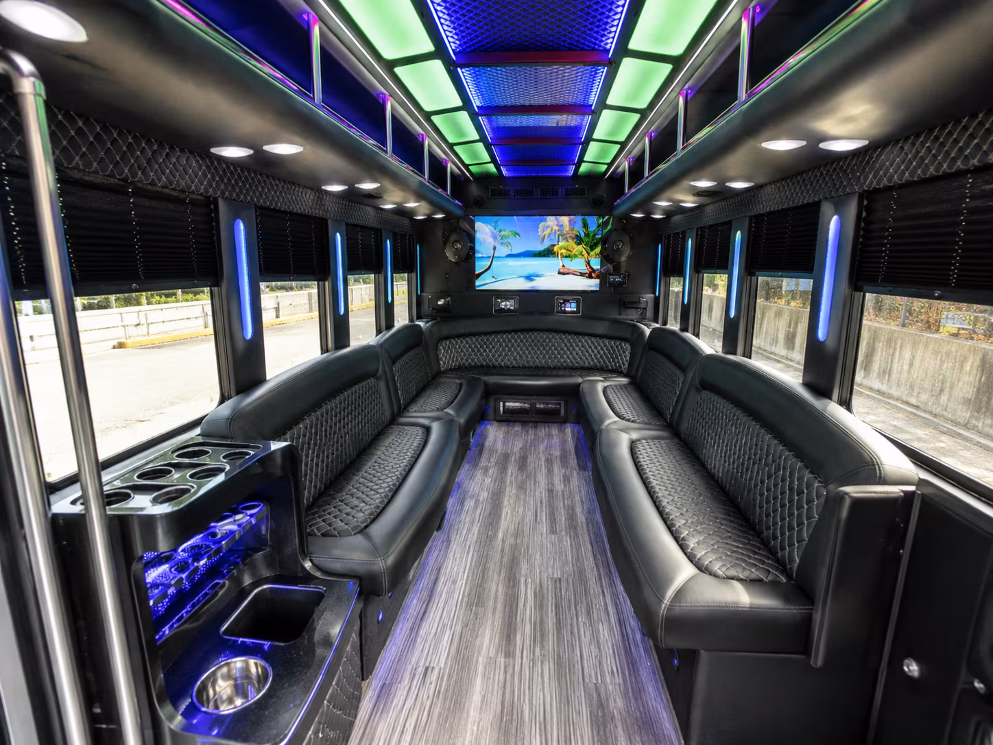 west hartford 18 passenger party bus inside