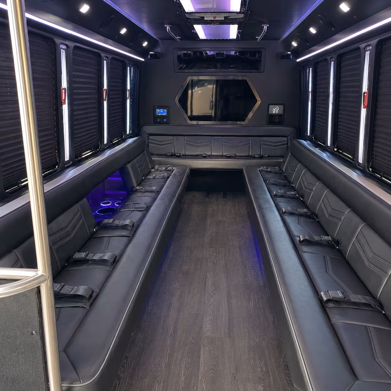 west hartford 18 passenger party bus interior
