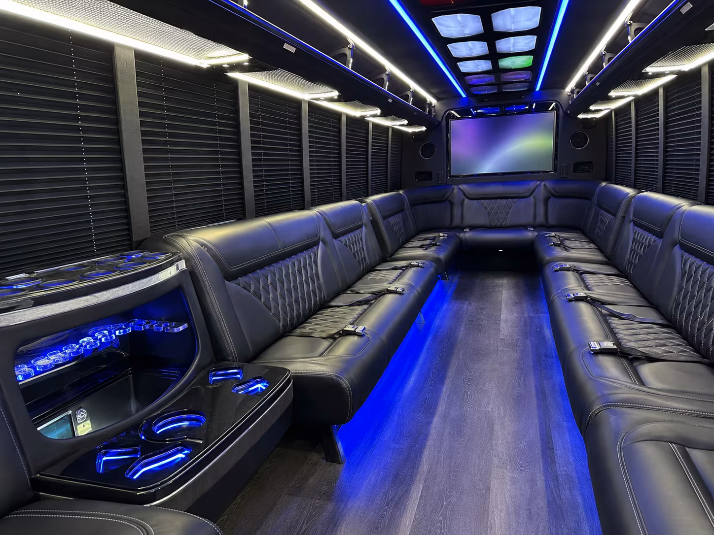 west hartford 20 passenger party bus inside