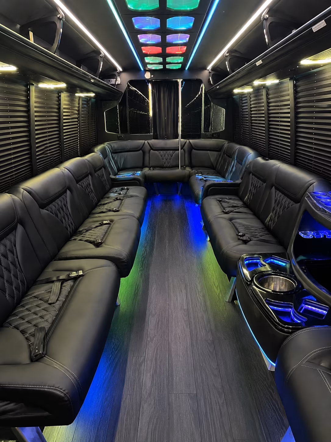 west hartford 20 passenger party bus interior