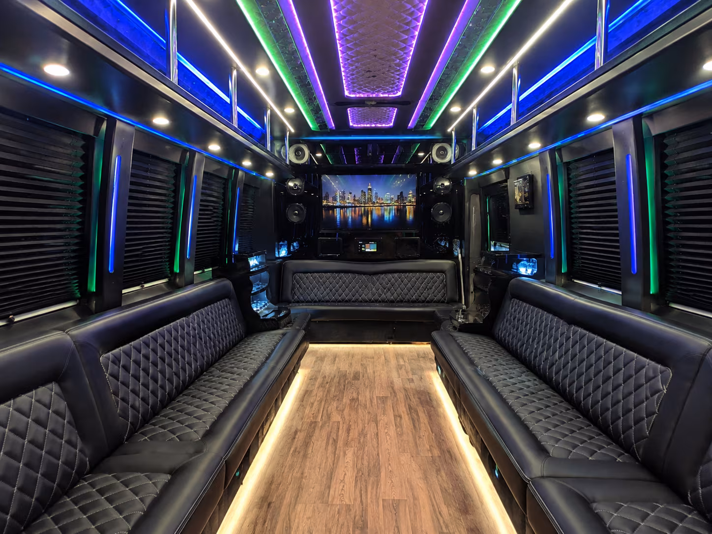 west hartford 25 passenger party bus interior